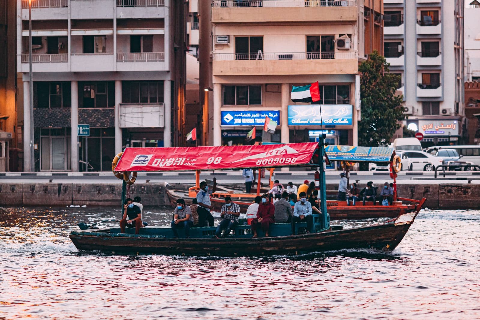 An abra water taxi crossing Dubai Creek